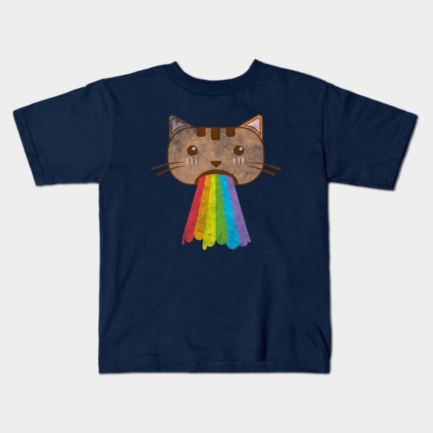 Vintage Rainbow Cat Vomit Kids T-Shirt by theglaze